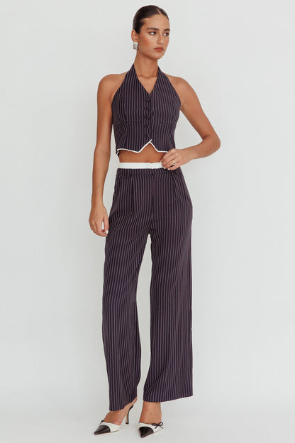 Lilija Pinstripe Halter Neck Vest Navy