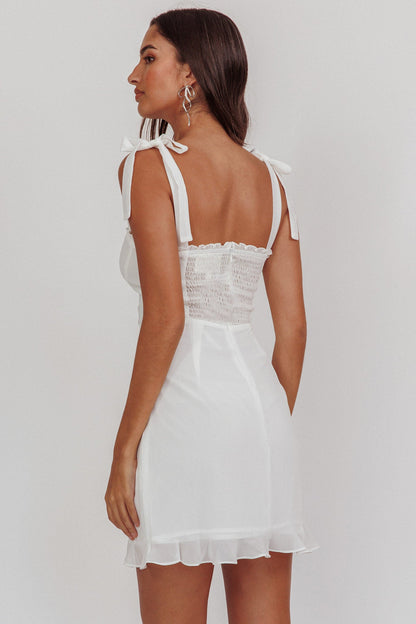 Jezika Tied Shoulder Mini Dress White