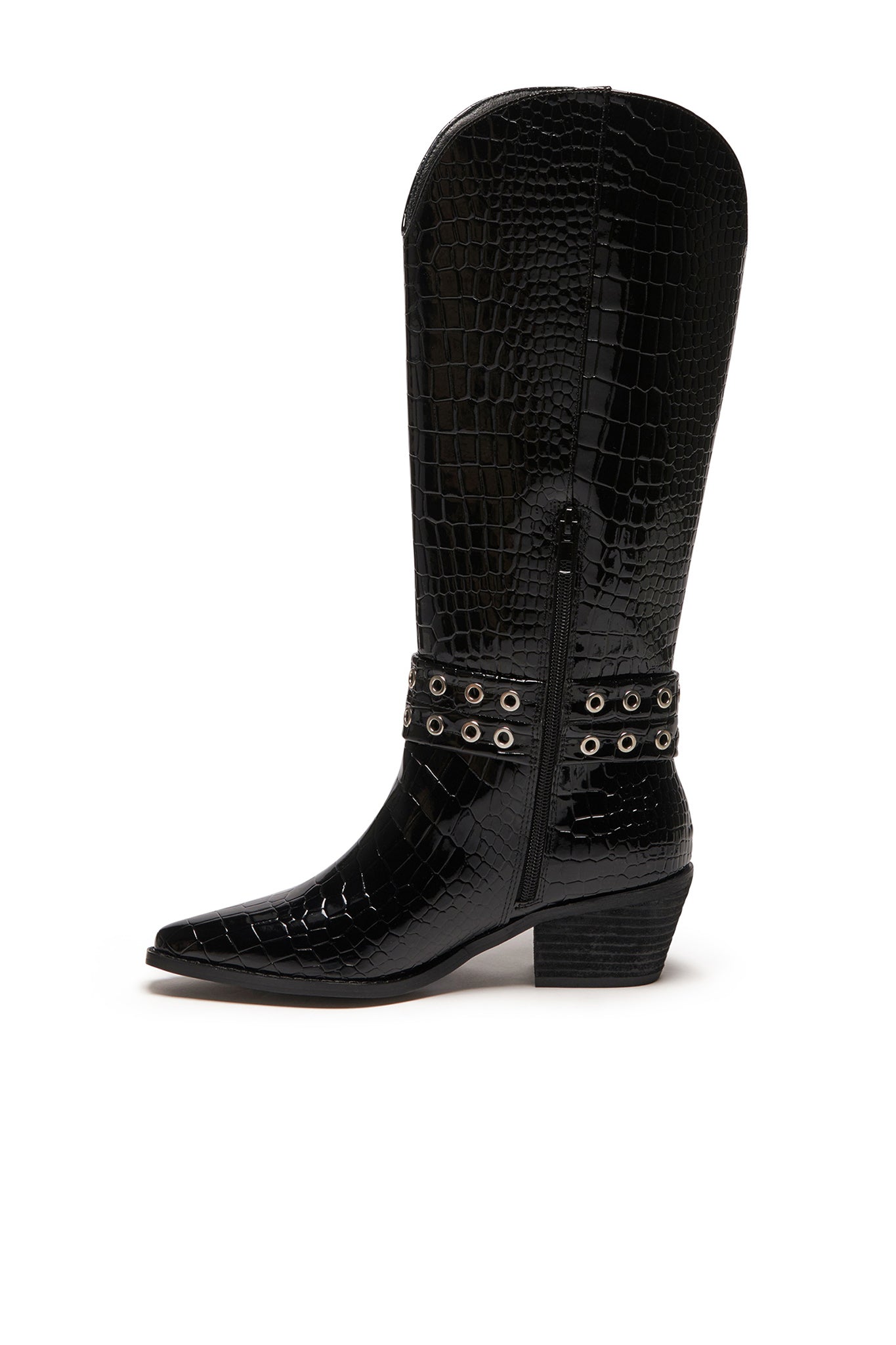 THERAPY Maiden Cowboy Boot Black Patent Croc