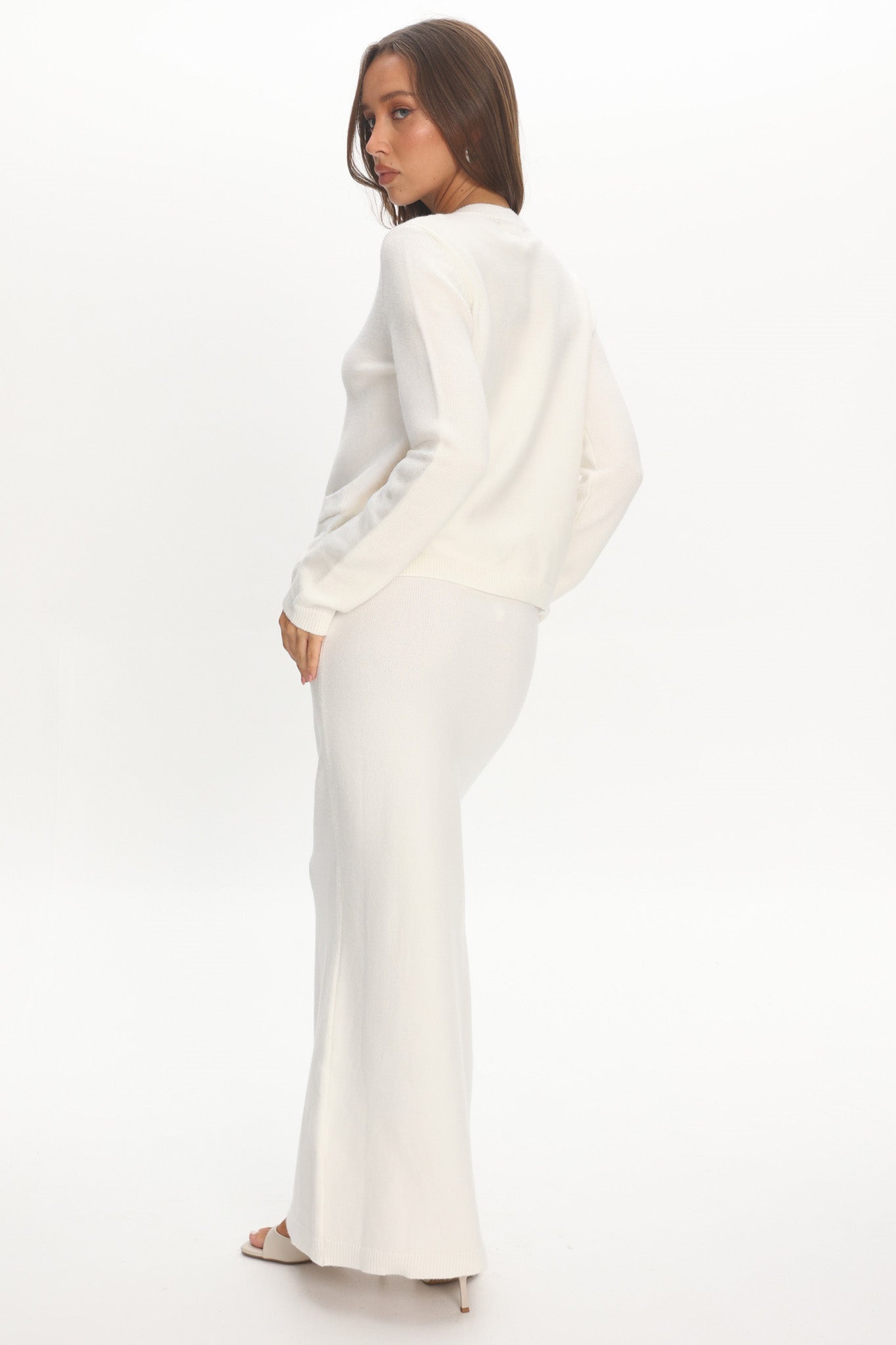 Autumn Breeze Knit Maxi Skirt Off White