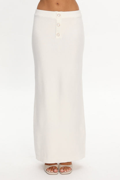 Autumn Breeze Knit Maxi Skirt Off White