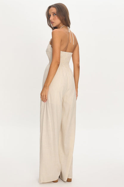 Mondo Embroidery Bust Jumpsuit Oat