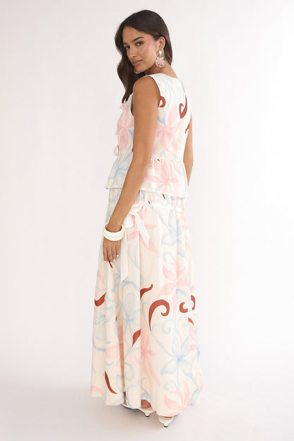 Salty Sea Side Bow Maxi Skirt Floral
