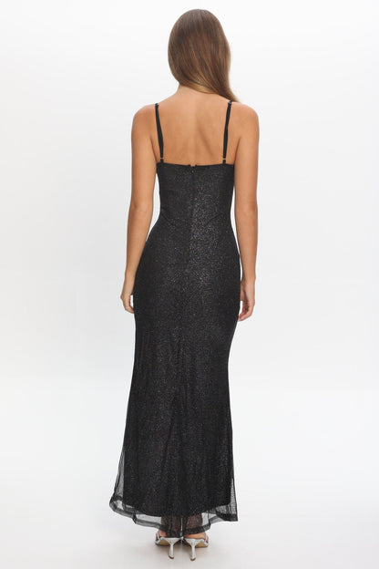 Fortune Bust Tie Maxi Dress Sparkle Black