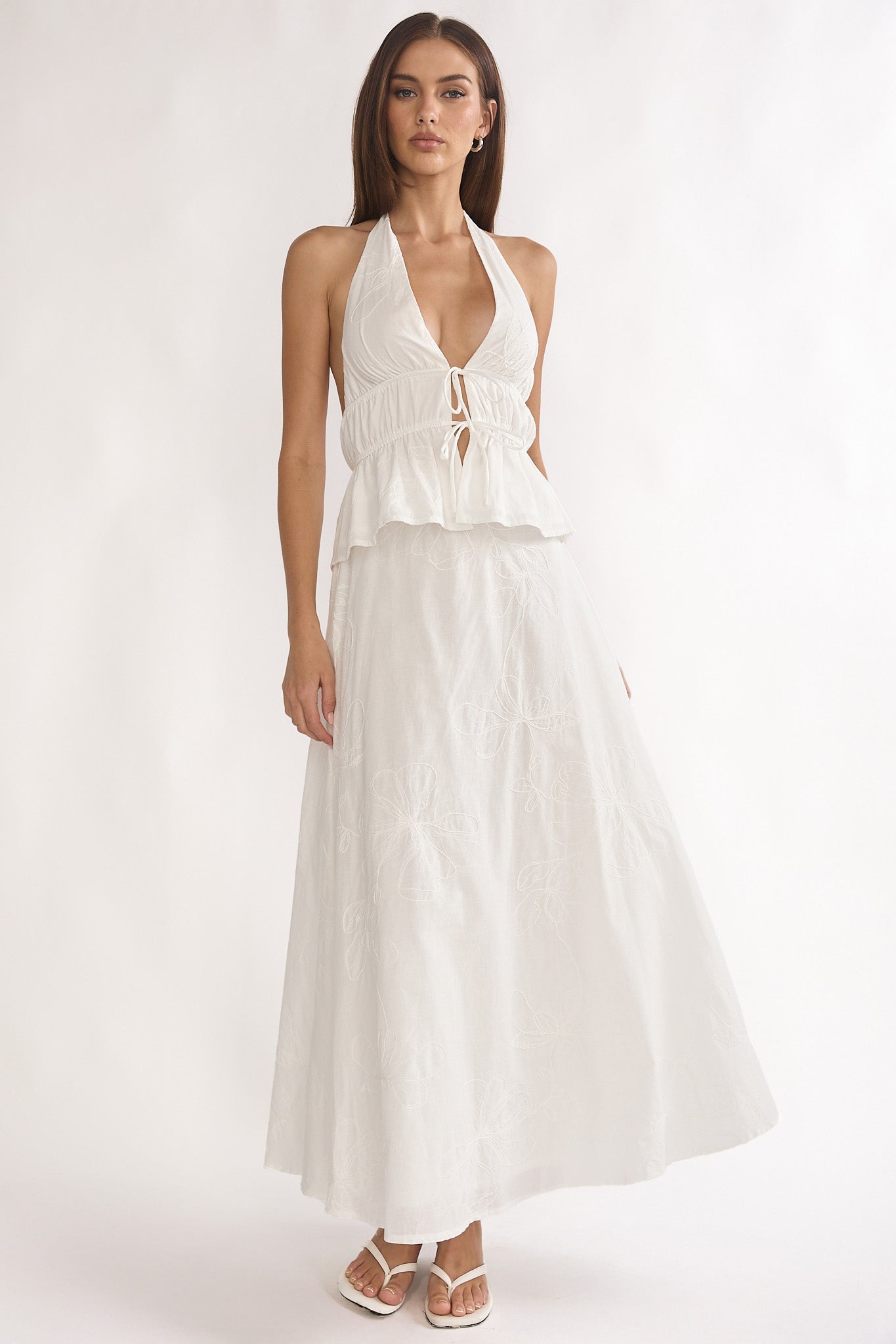 Under The Moons A-Line Maxi Skirt White