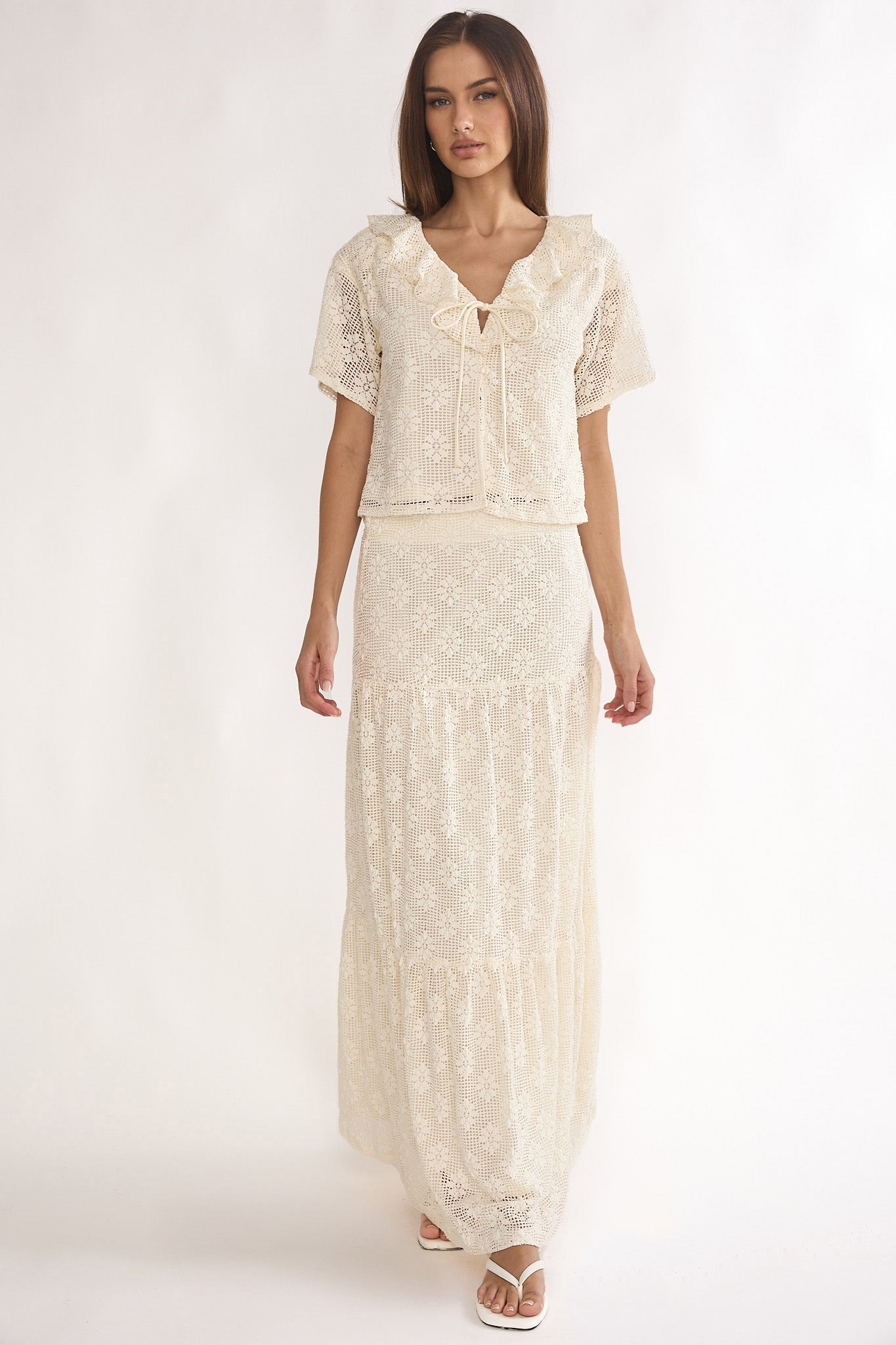 Sera Lane Crochet Maxi Skirt Cream