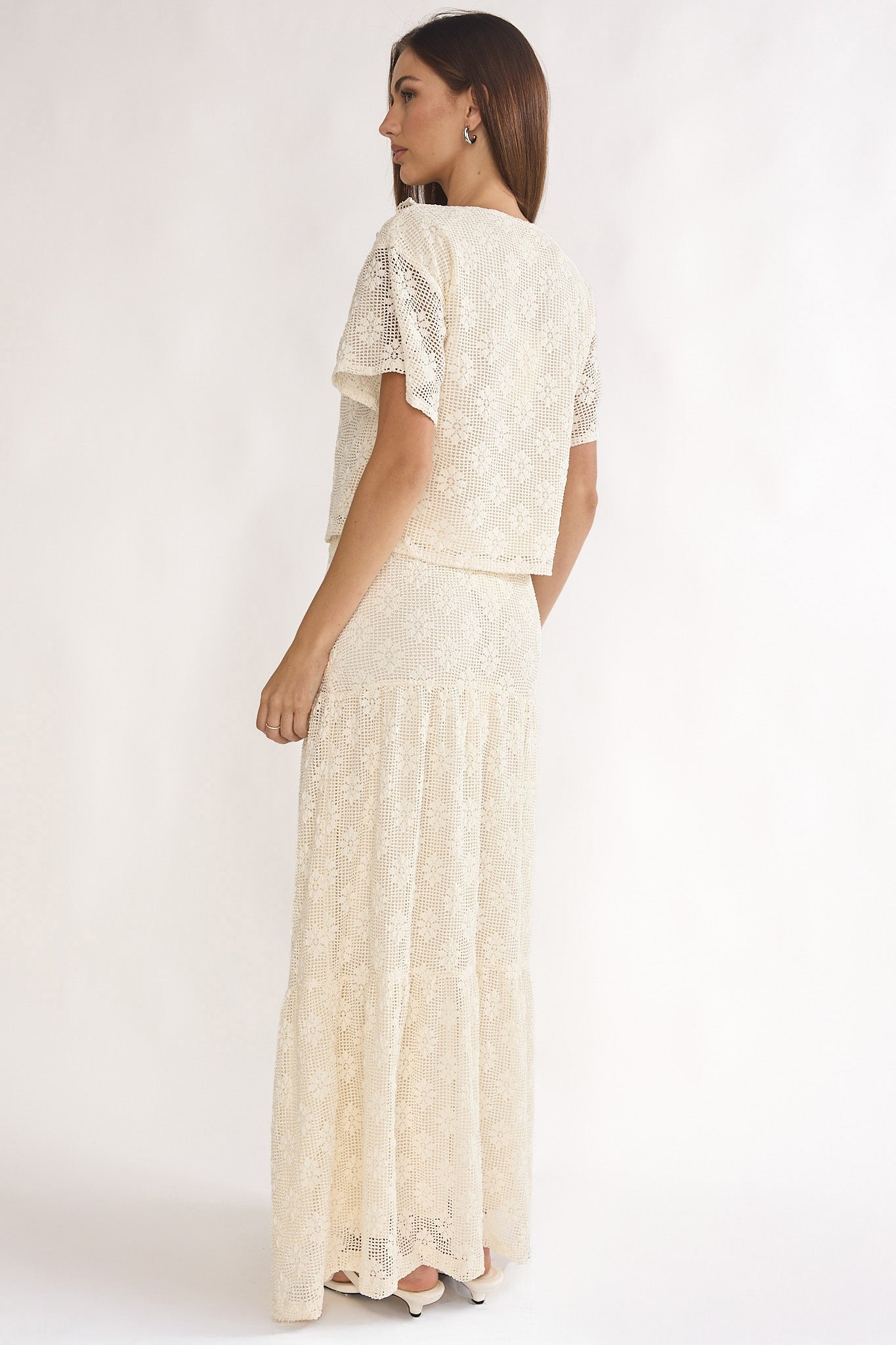 Sera Lane Crochet Maxi Skirt Cream