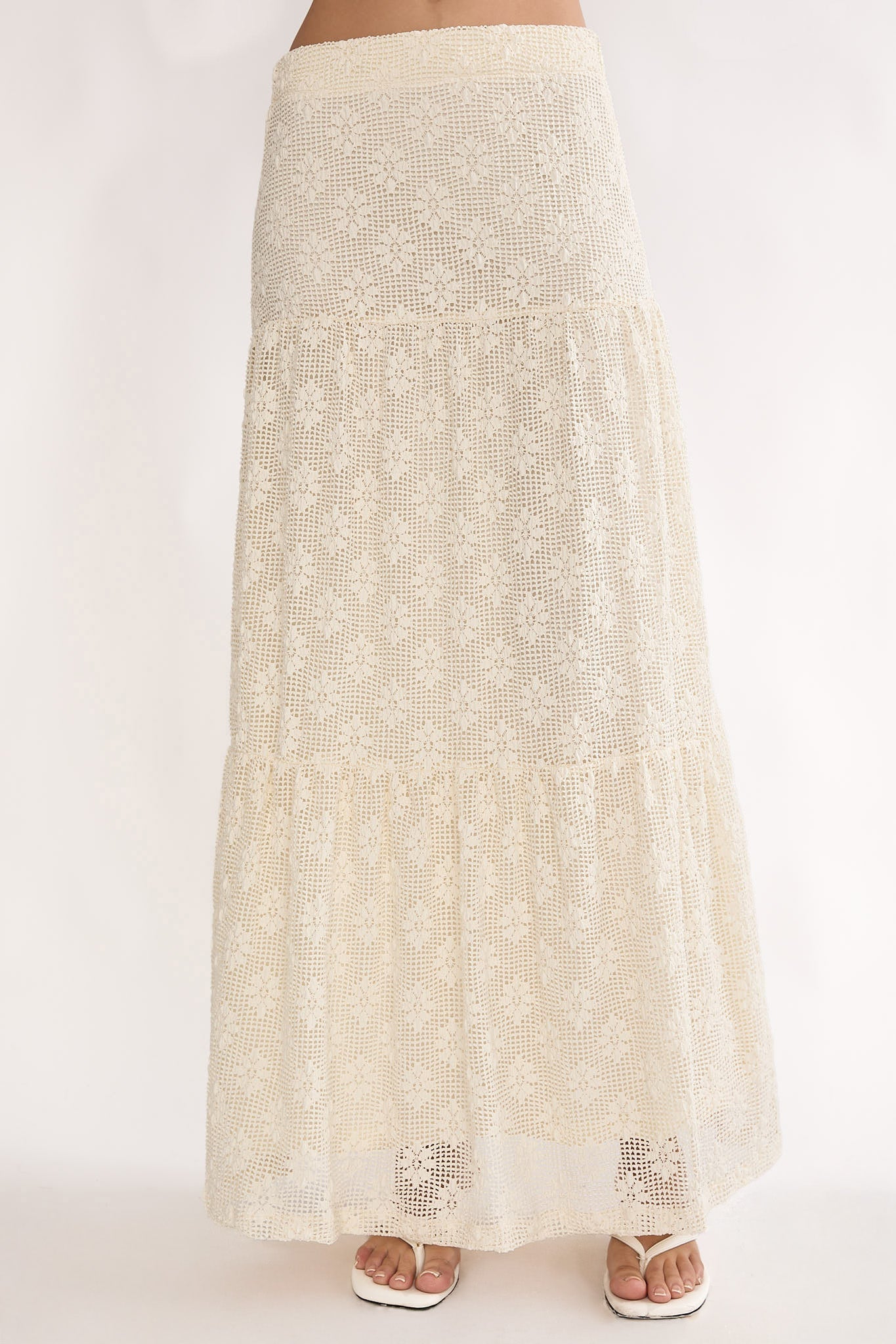 Sera Lane Crochet Maxi Skirt Cream