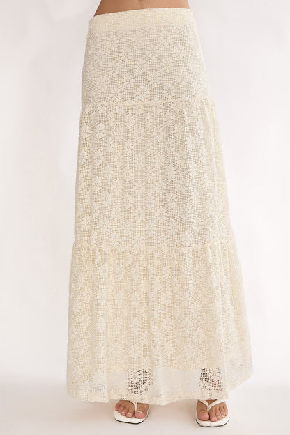 Sera Lane Crochet Maxi Skirt Cream