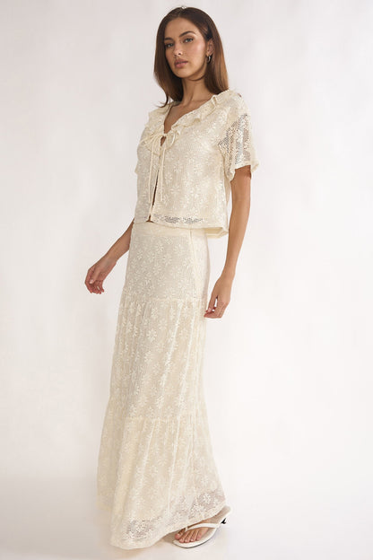 Sera Lane Crochet Maxi Skirt Cream