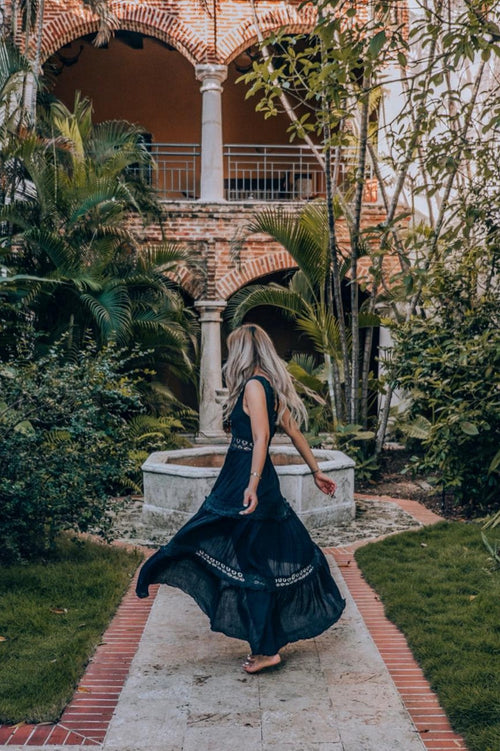 Playing Games Maxi Dress Navy