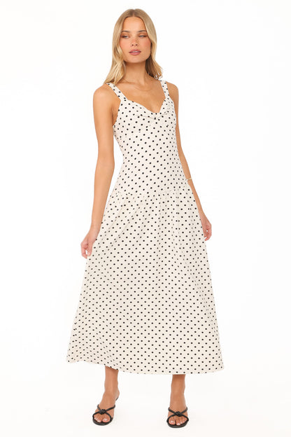 Sophina Midi Dress - Black Polka Dot