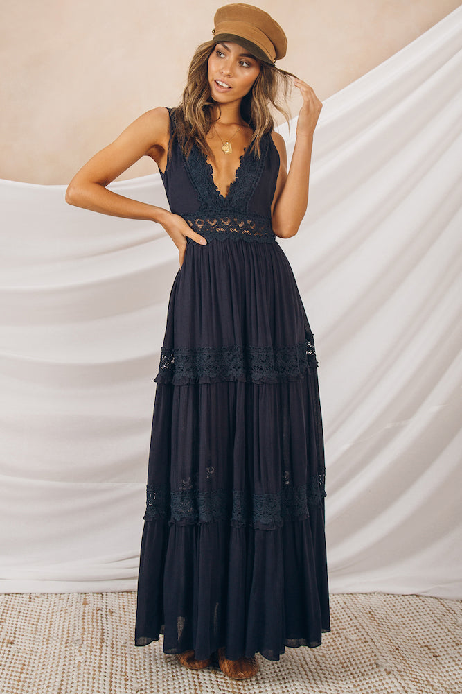 Playing Games Maxi Dress Navy