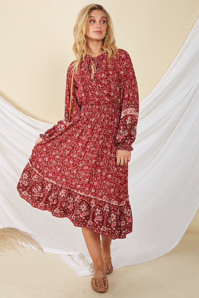 Strange Trails Maxi Dress Red