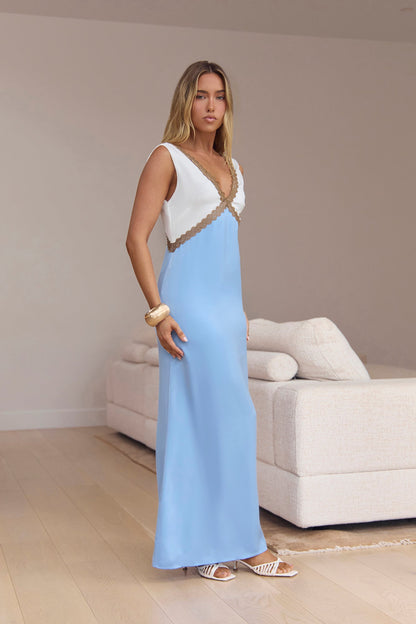 Pocket Of Sunshine Slip Maxi Dress Blue