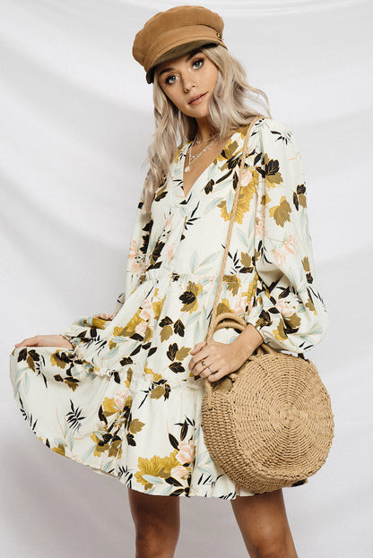 Frolicking Dress Beige