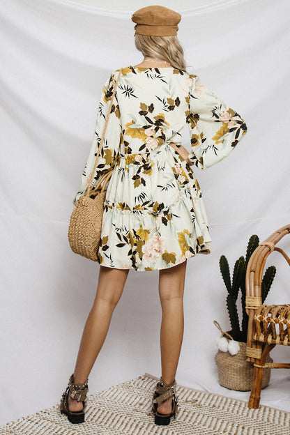 Frolicking Dress Beige