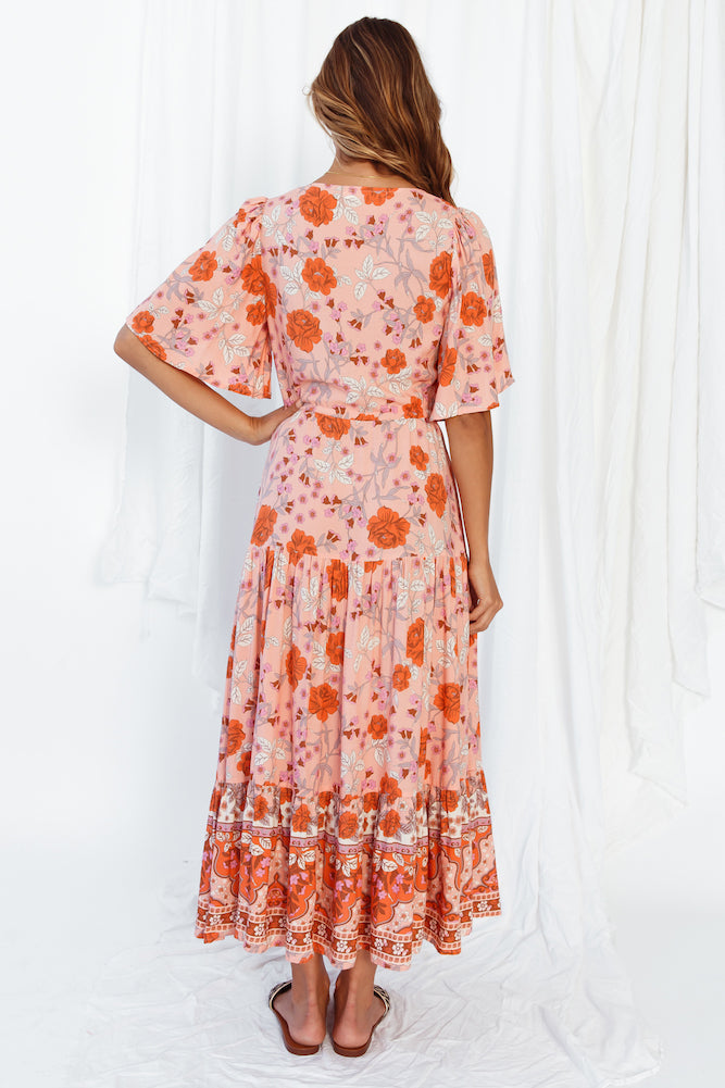 Kiss On The East Coast Midi Dress Orange