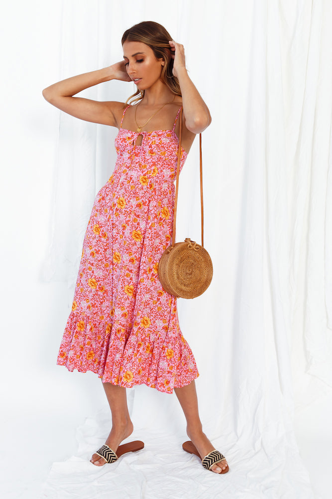 Candy Flowers Midi Dress