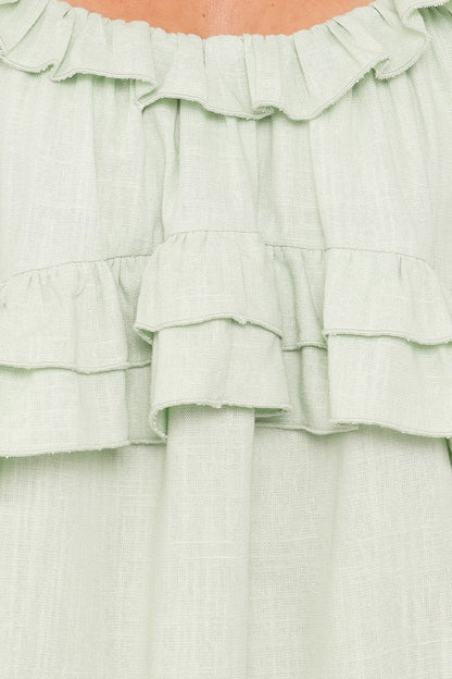 Angie Ruffle Mini Dress - Jade