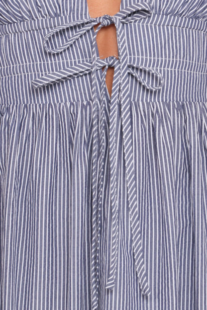 Annora Midi Dress - Navy Pinstripe
