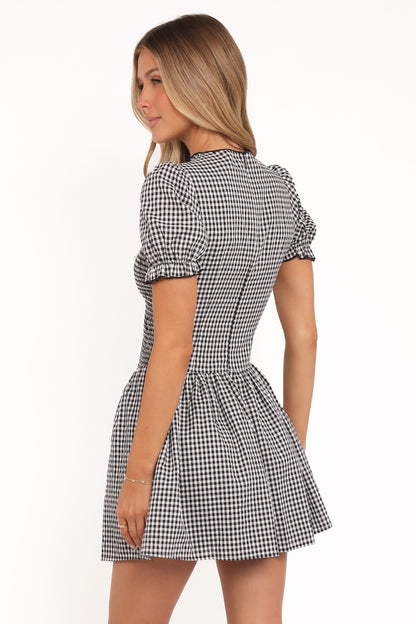 Celine Mini Dress - Black Gingham