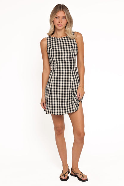 Circe Mini Dress - Black Gingham