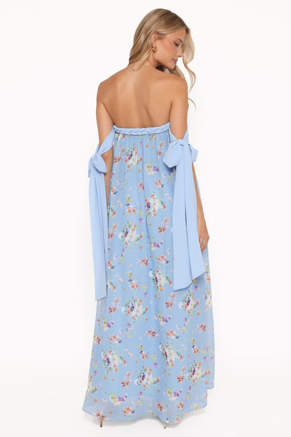 Codie Off Shoulder Maxi Dress - Cornflower Blue Floral