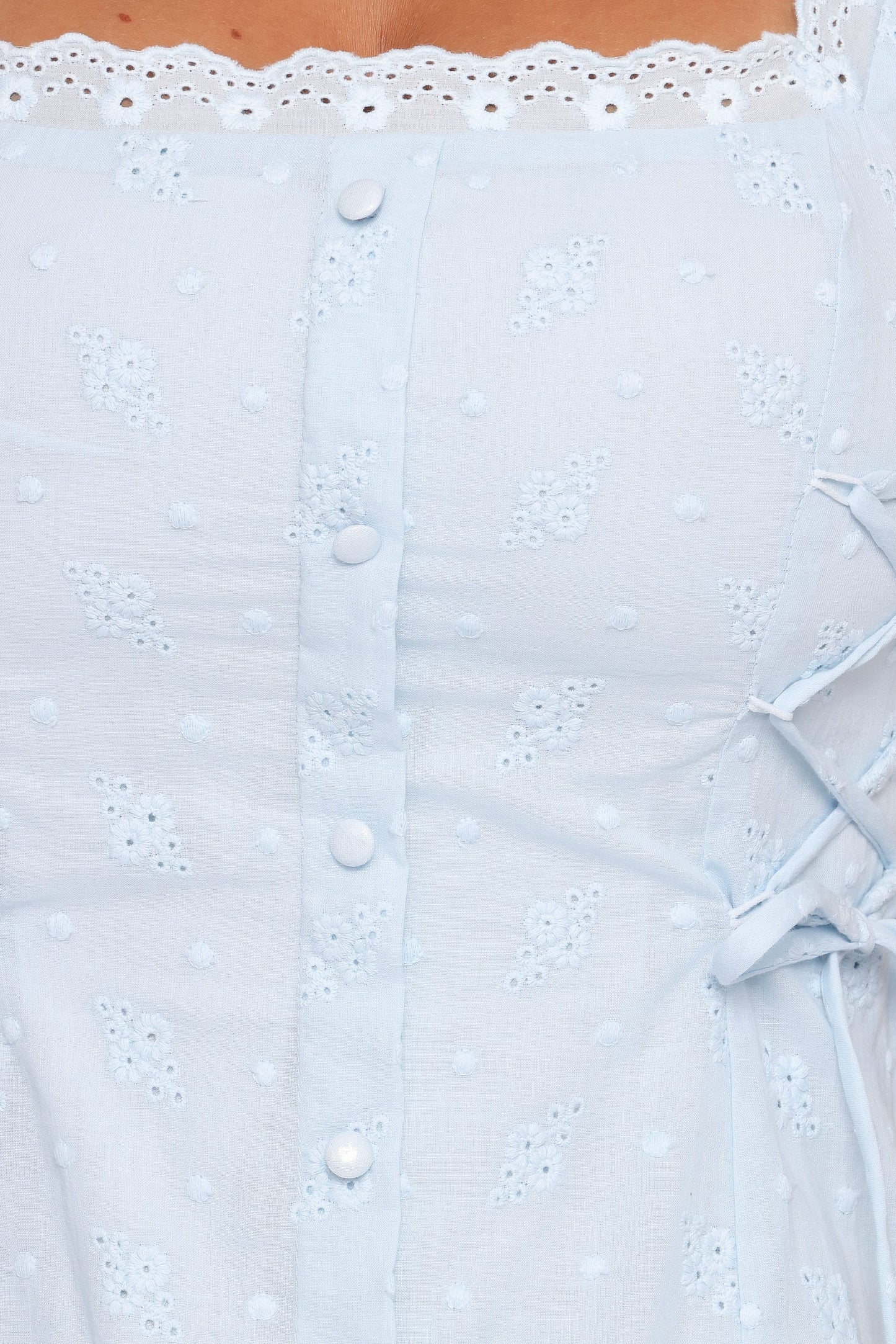 Davida Mini Dress - Pale Blue Broderie