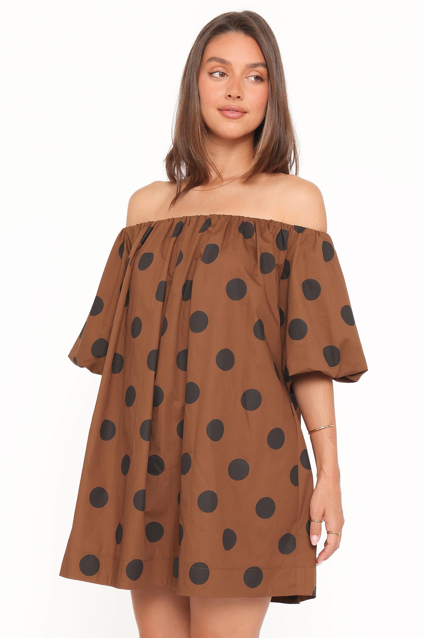 Eddie Mini Dress - Brown Polka Dot