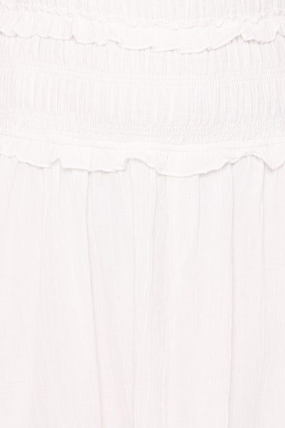 Enola Gather Midi Dress - White
