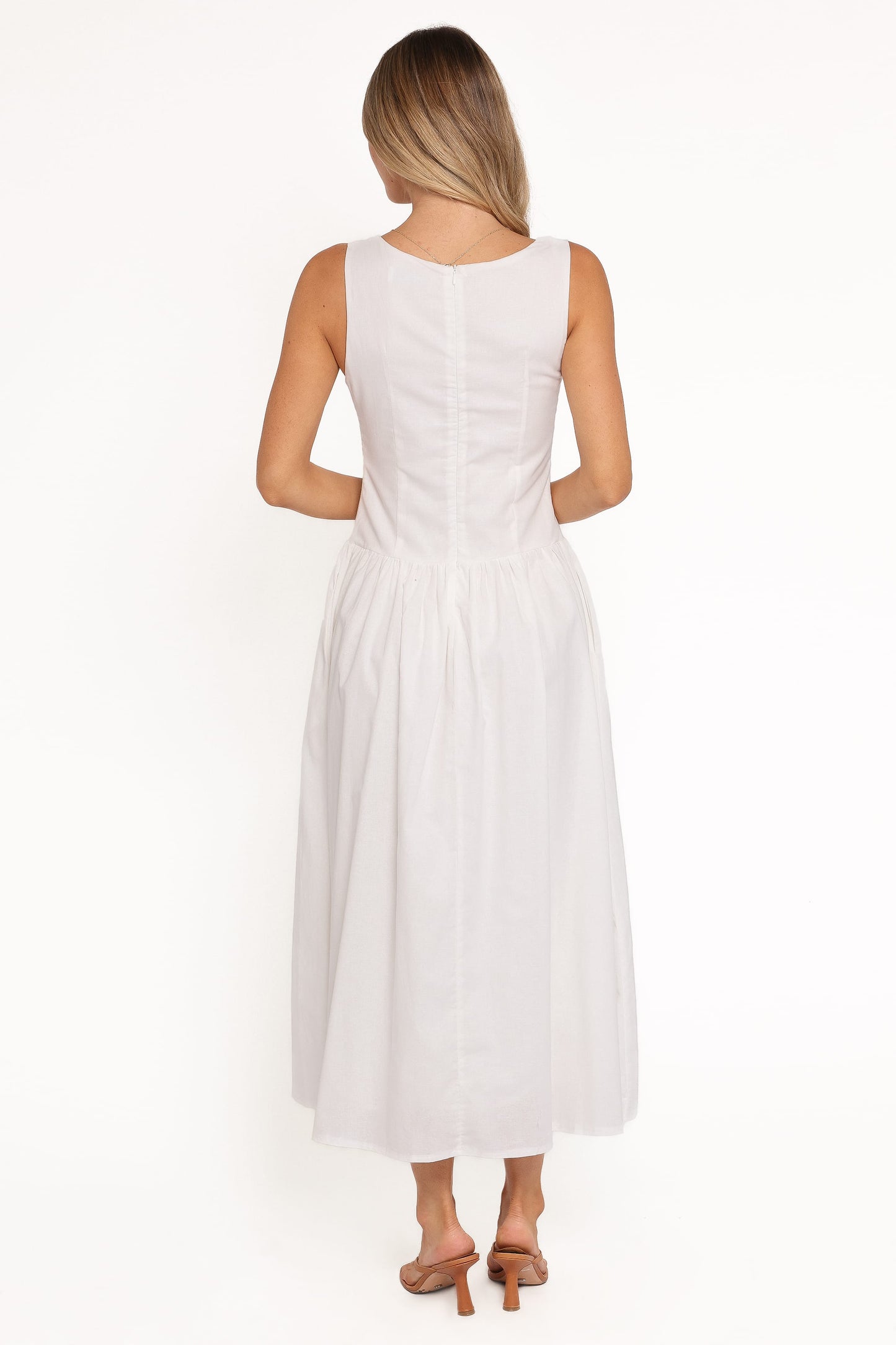 Evie Button Front Maxi Dress - White
