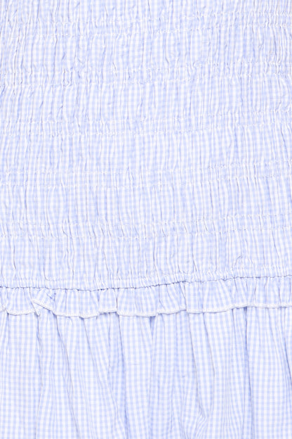 Kaelyn Gather Mini Dress - Blue Gingham