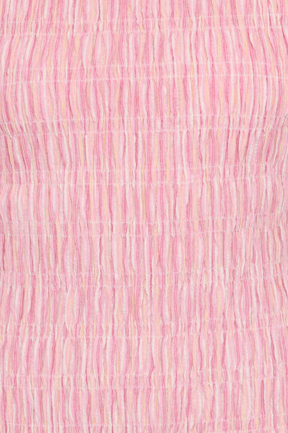 Kaelyn Gather Mini Dress - Pink Stripe