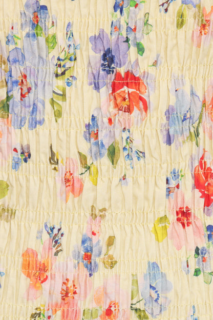 Kaelyn Gather Mini Dress - Yellow Floral