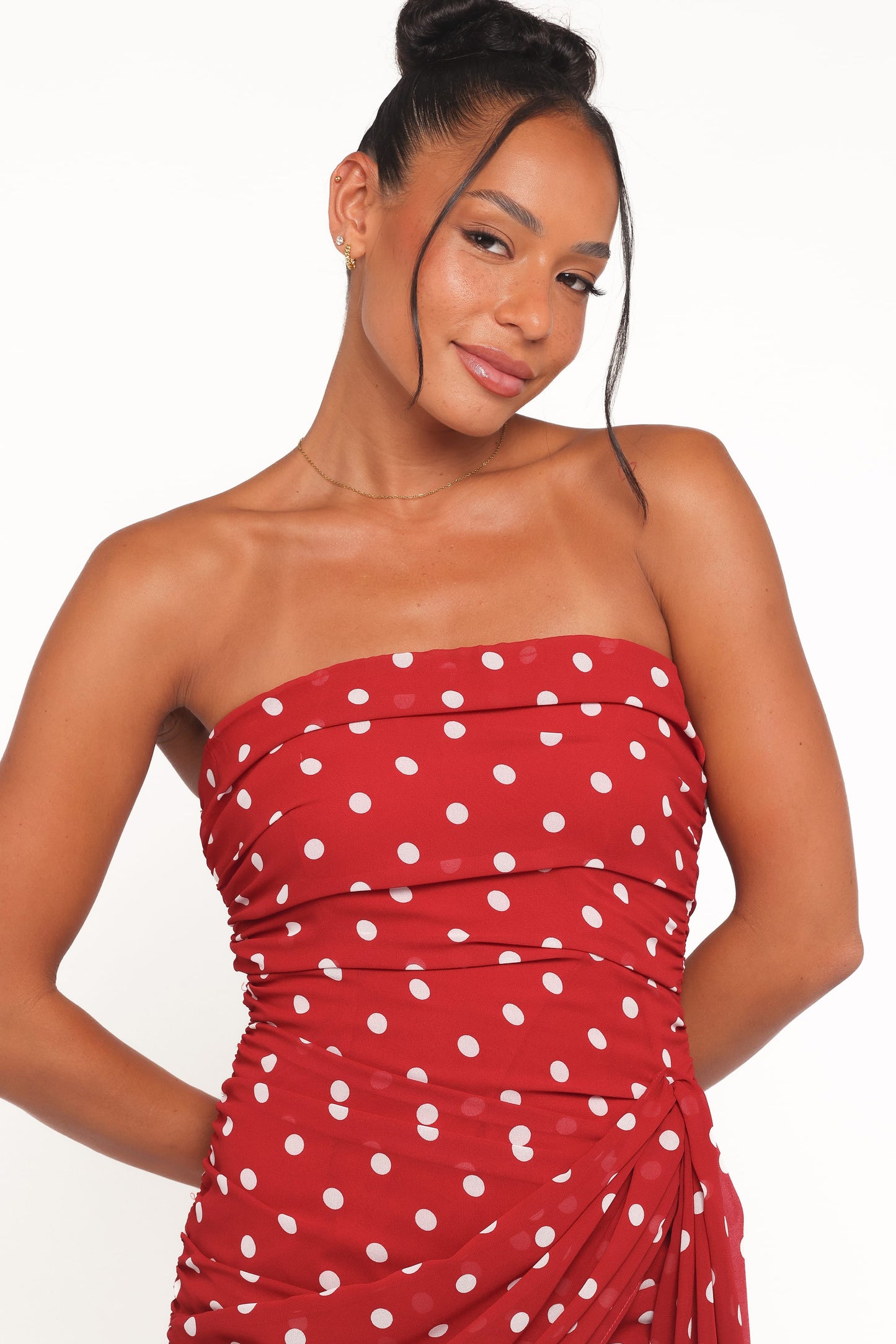 Kristen Strapless Mini Dress - Red Polka Dot