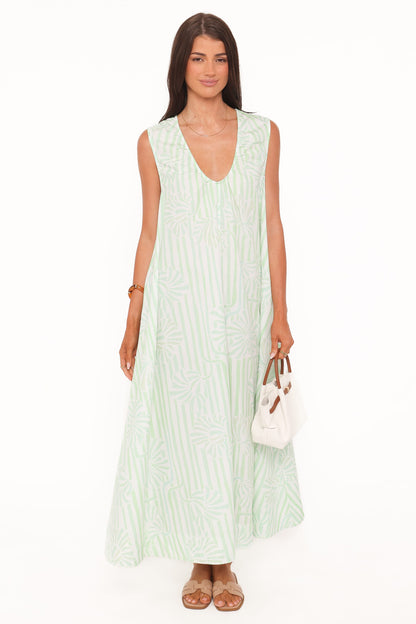 Laurita Maxi Dress - Jade Painted Stripe