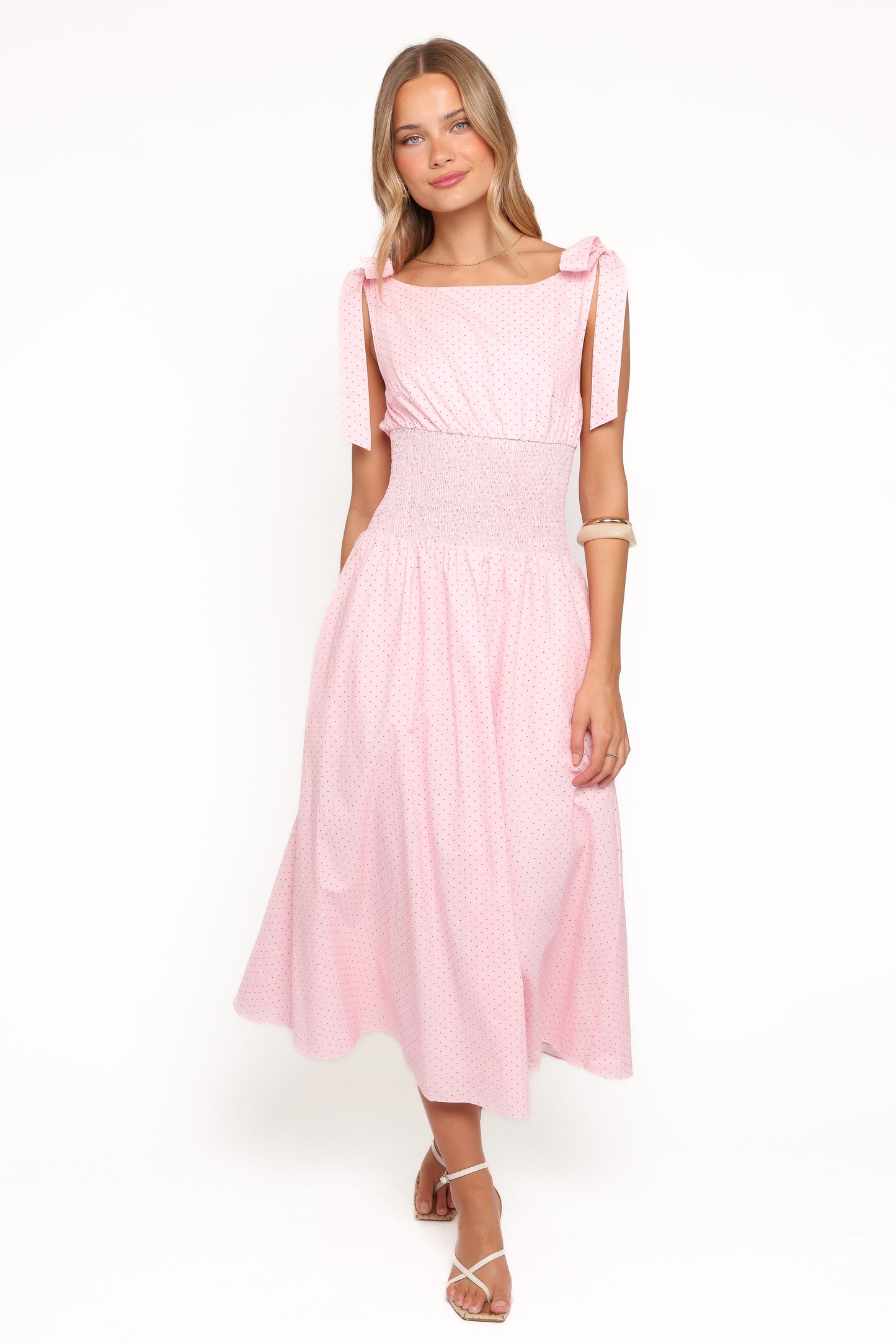 Leticia Midi Dress - Pink Polka Dot