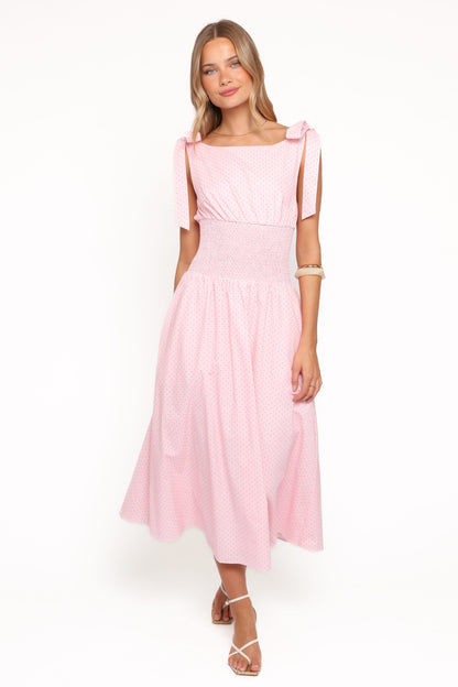 Leticia Midi Dress - Pink Polka Dot