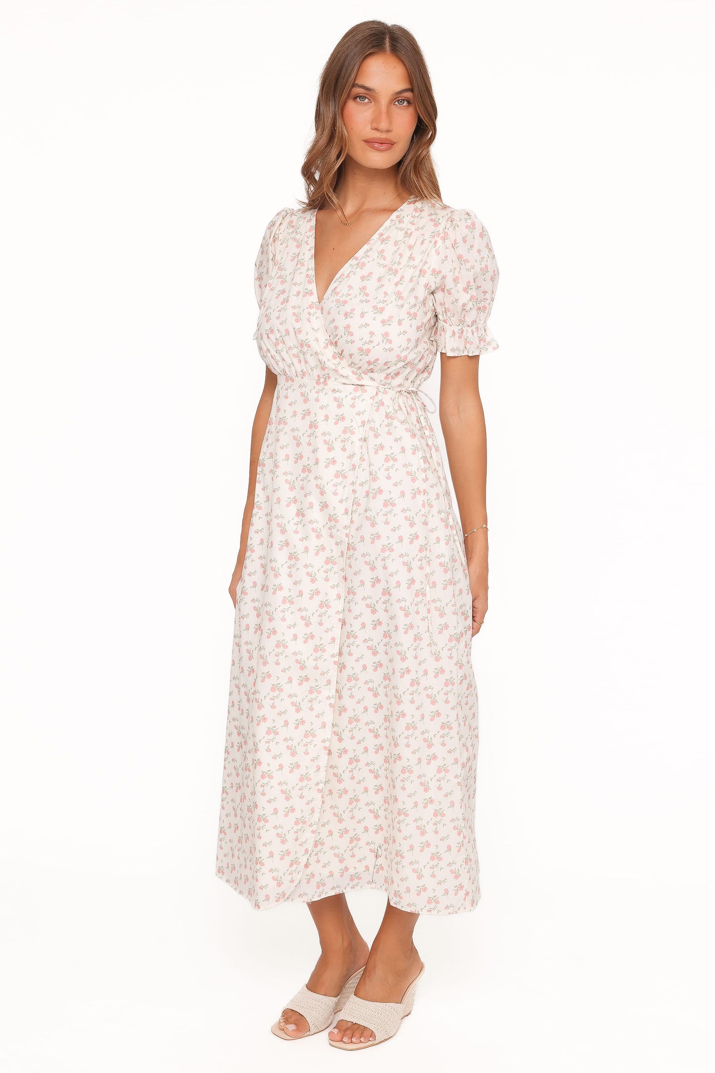 Mabella Midi Dress - Peach Ditsy Floral