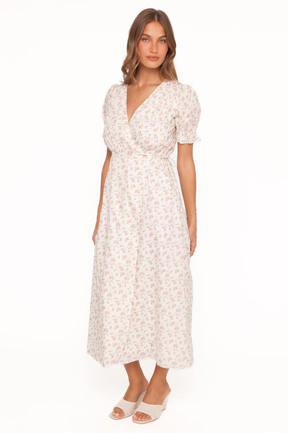 Mabella Midi Dress - Peach Ditsy Floral