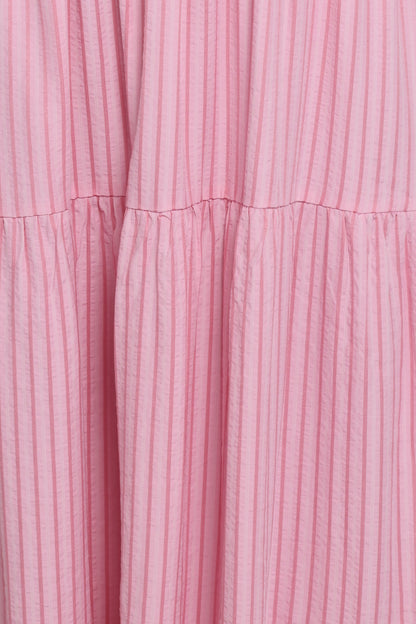 Maisie Strapless Midi Dress - Pink Stripe