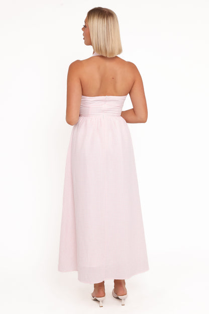 Margerie Halter Dress - Pink Gingham