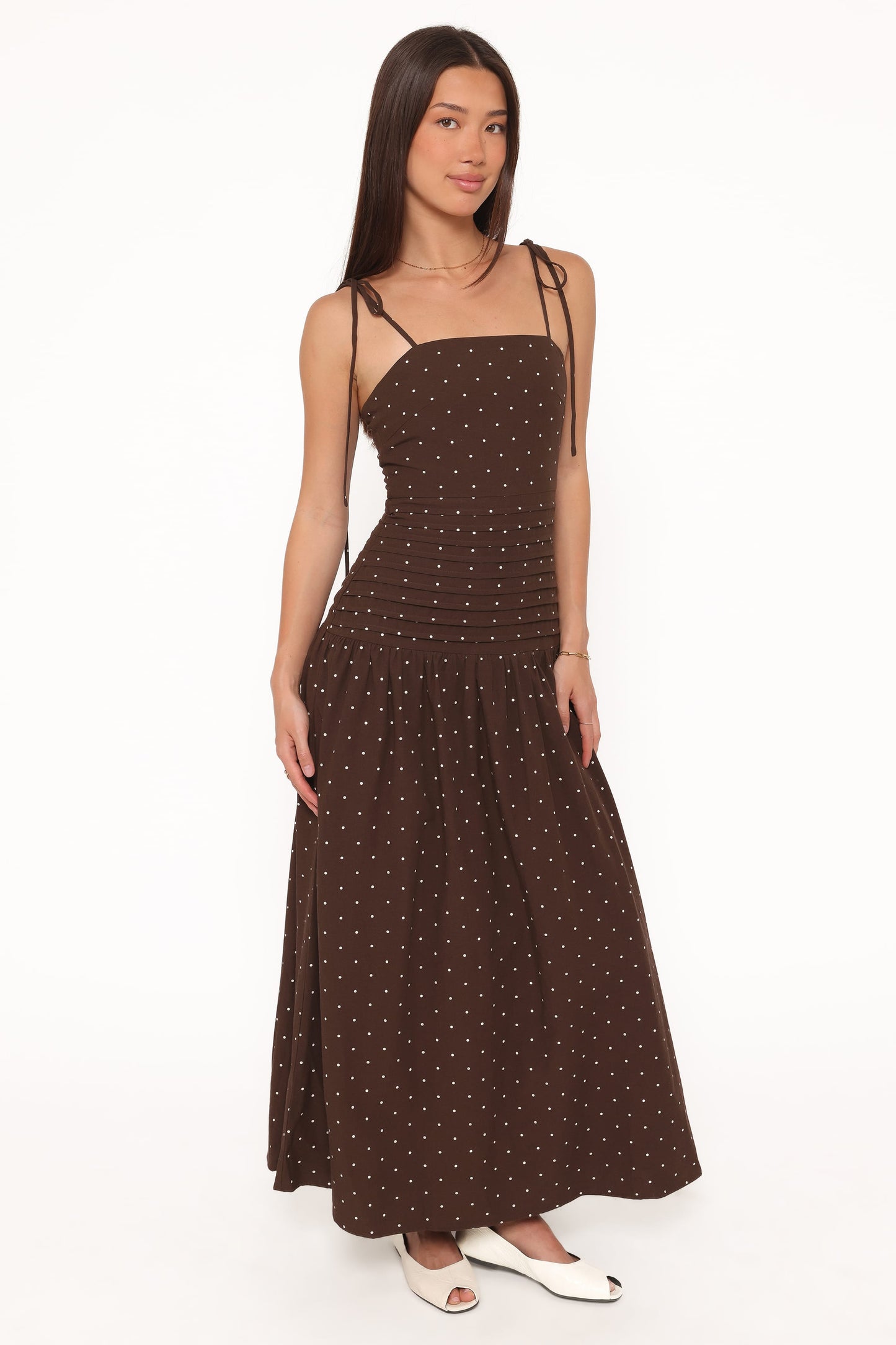 Mischa Maxi Dress - Brown Polka Dot
