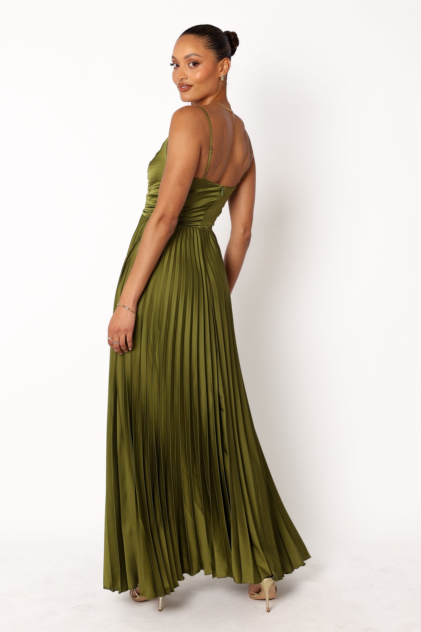 Naira Pleated Maxi Dress - Palm Green