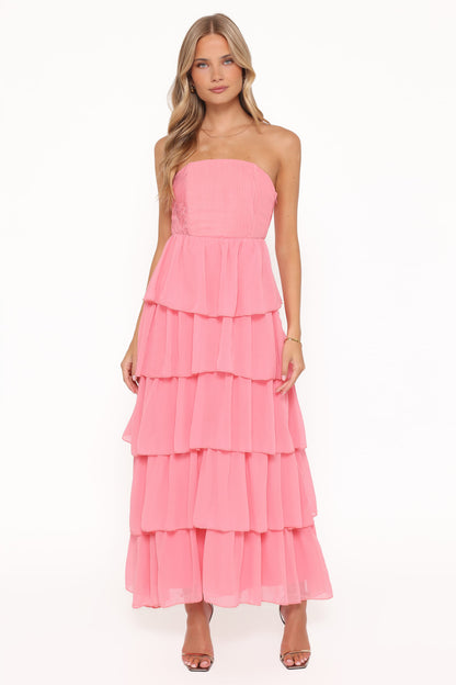 Peachester Strapless Maxi Dress - Coral