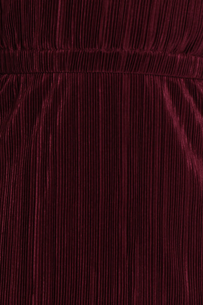 Pontee One Shoulder Pleated Midi Dress - Burgundy