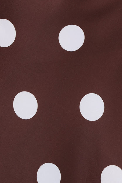 Remmie Strapless Maxi Dress - Brown Polka Dot