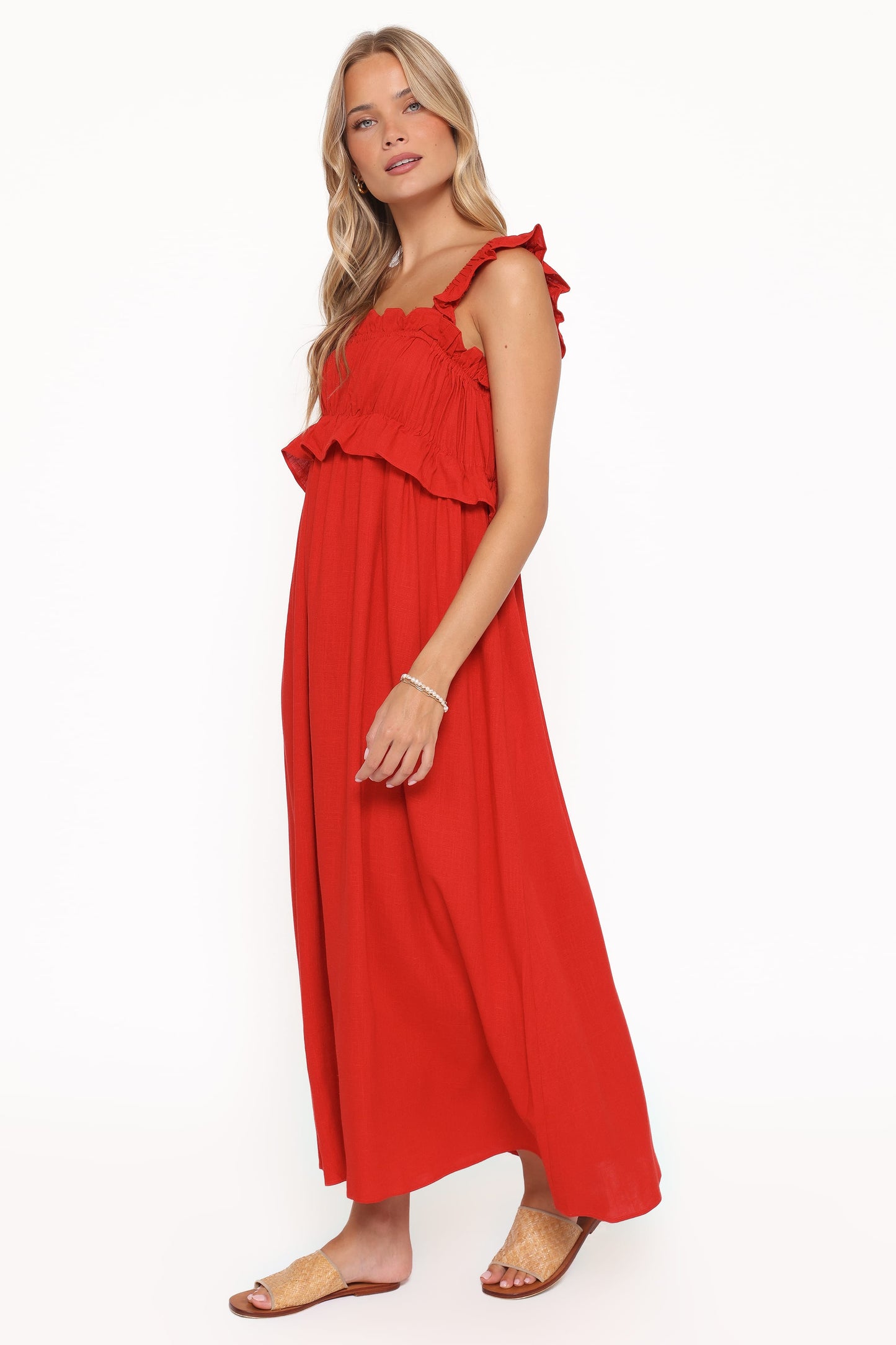 Ross Frill Strap Maxi Dress - Red