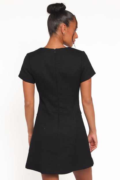 Sutton Mini Dress - Black Tweed